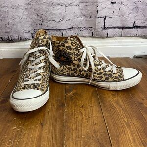 Converse leopard print high top sneakers women’s size 8